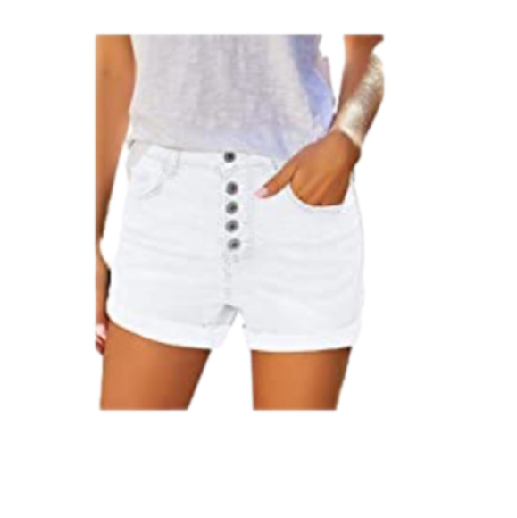 White Button Fly Denim Shorts White Jeans Mid Waisted size XXL - Picture 4 of 10